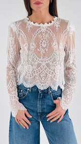 Camicina crop pizzo T.