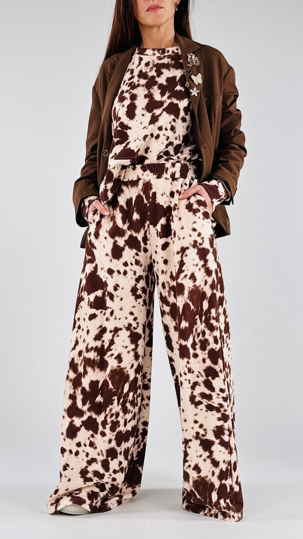 Pantalone palazzo felpa macchia H.