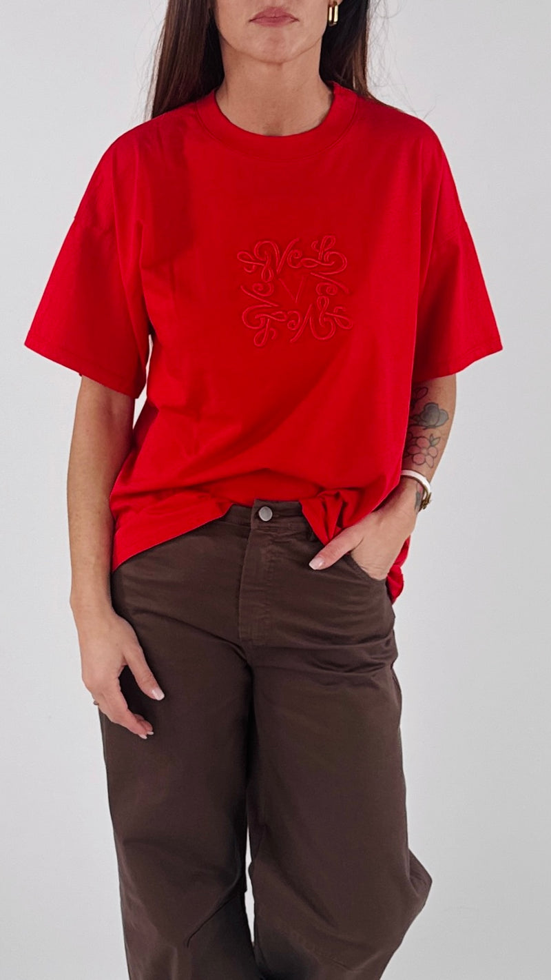 T-shirt over ricamo rilievo Vic.