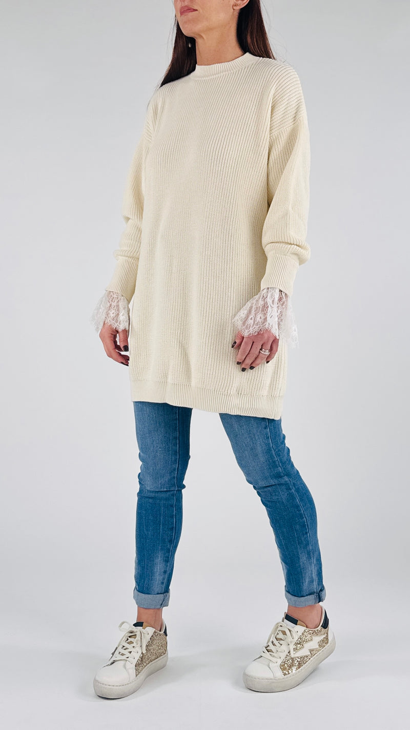 Maxi pull polso pizzo Vic.