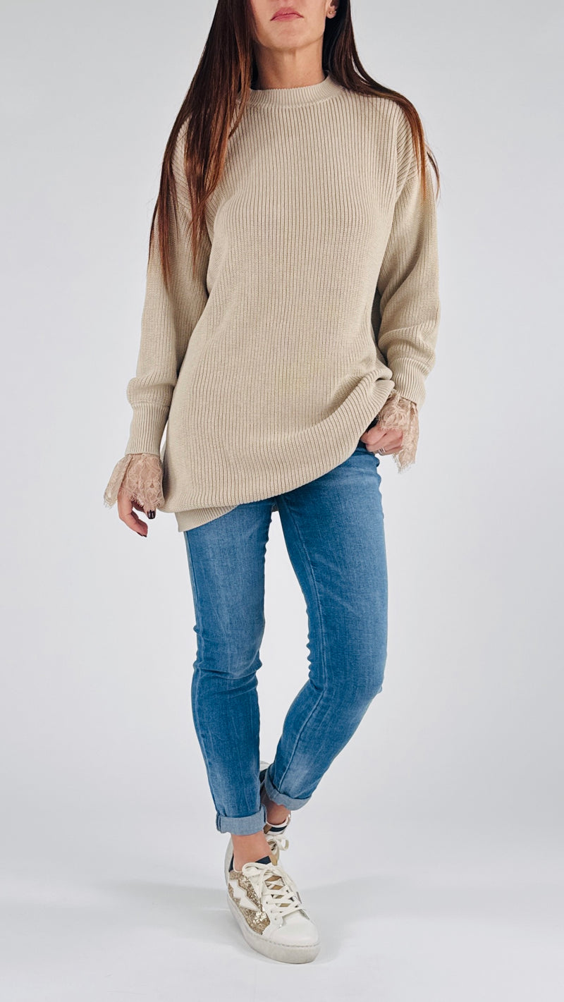 Maxi pull polso pizzo Vic.