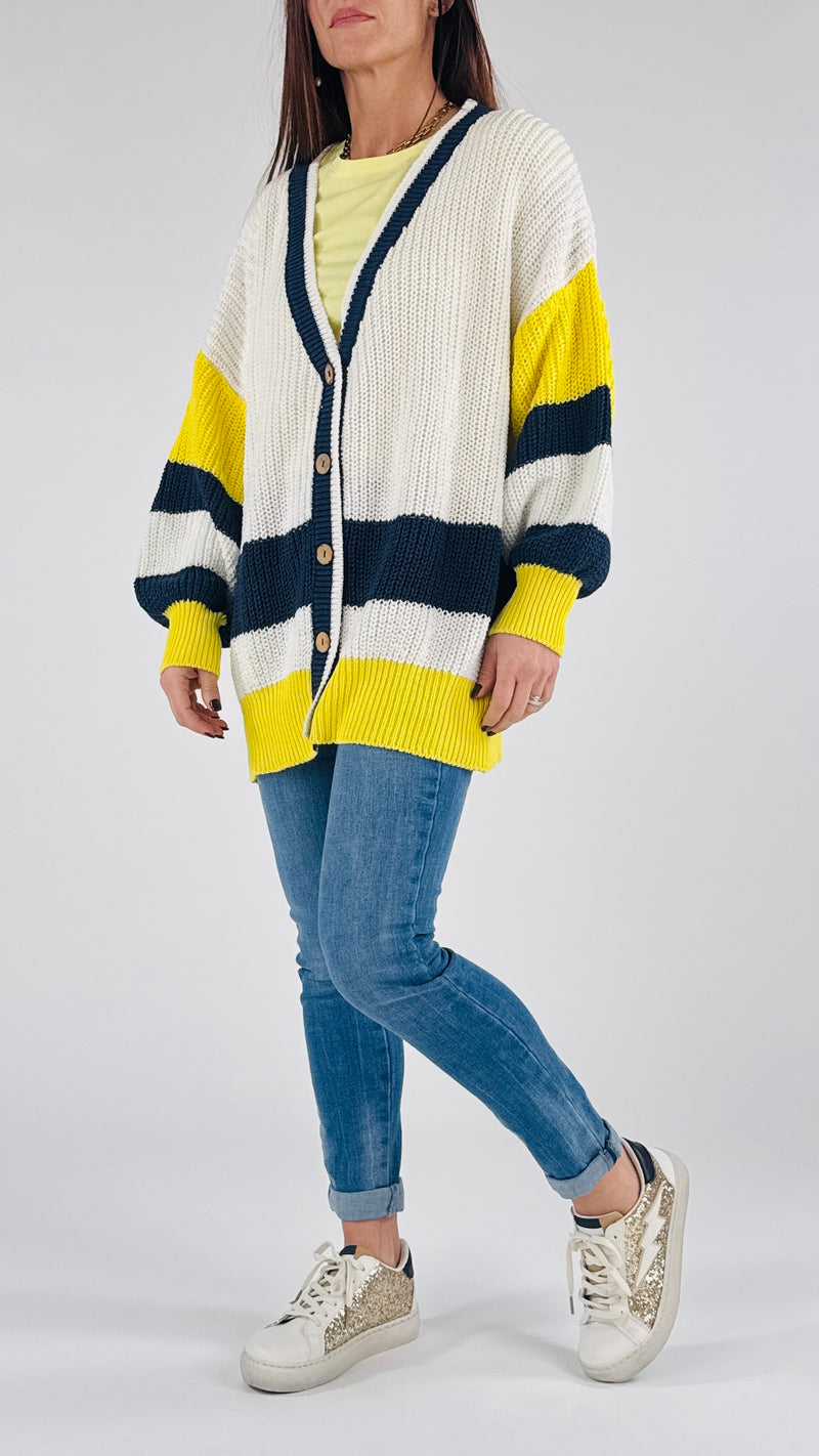 Cardigan lungo over righe H