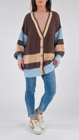 Cardigan lungo over righe H