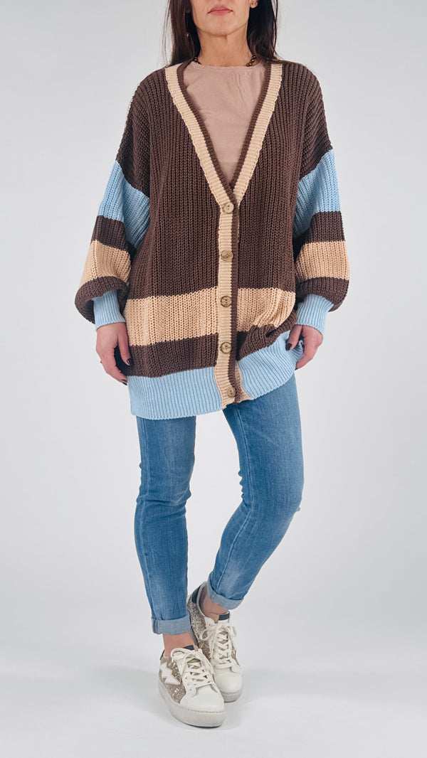 Cardigan lungo over righe H