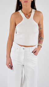 Crop top costina bretelle T.