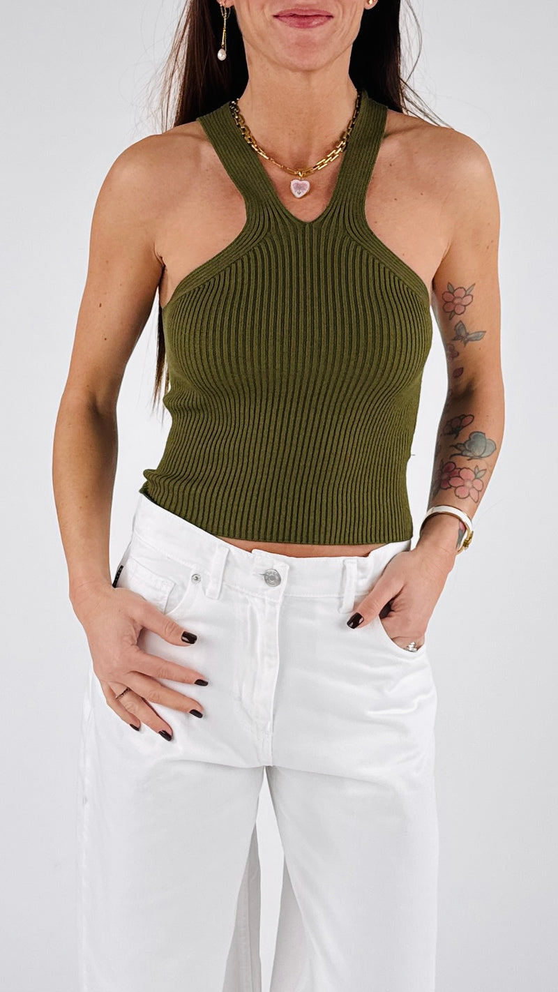 Crop top costina bretelle T.