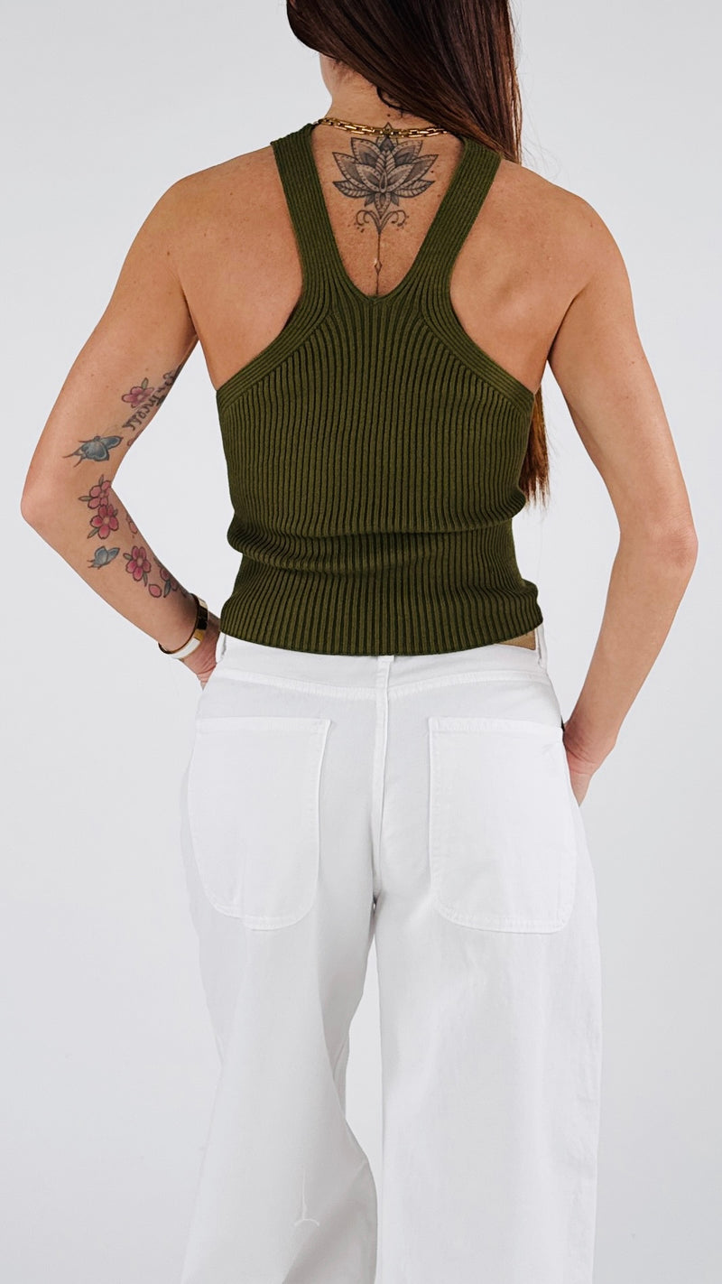 Crop top costina bretelle T.