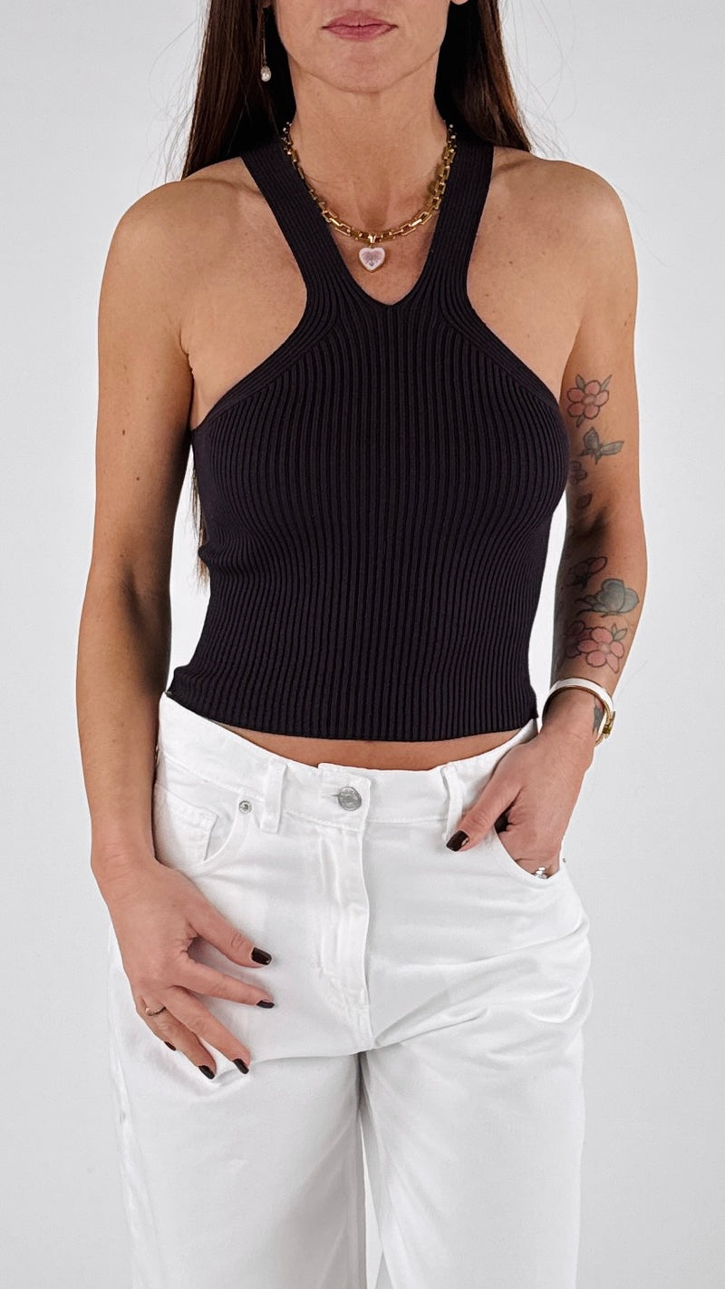 Crop top costina bretelle T.