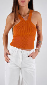 Crop top costina bretelle T.