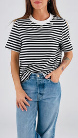 T-shirt righe cabochon You