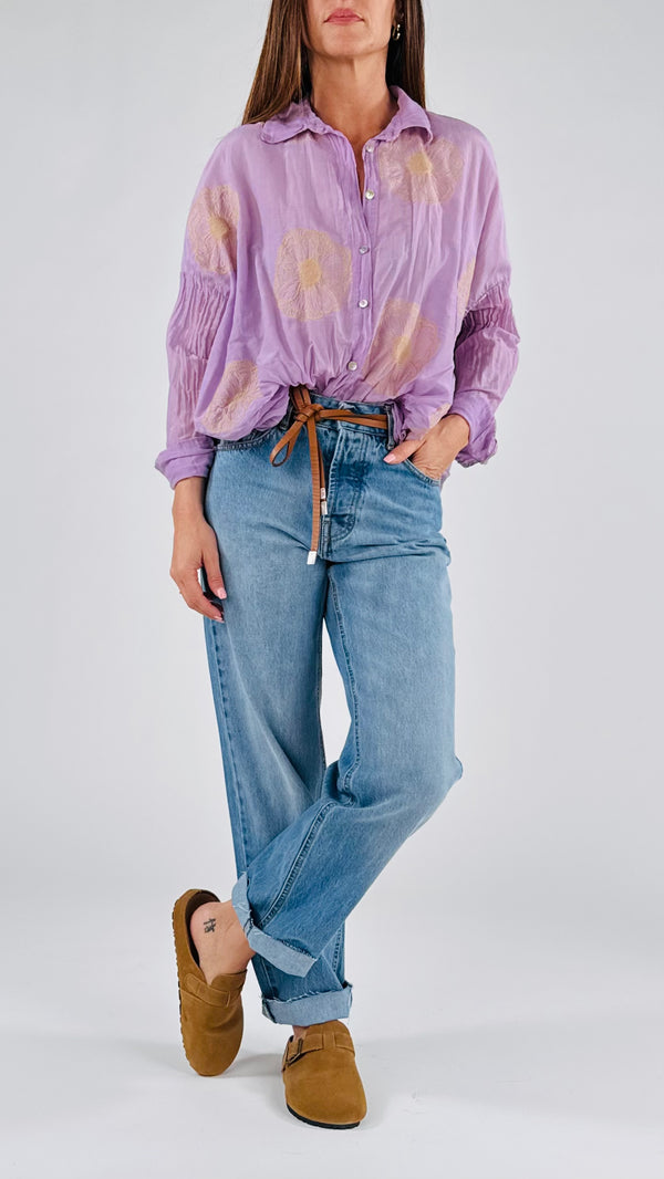 Camicia ricami papaveri T.