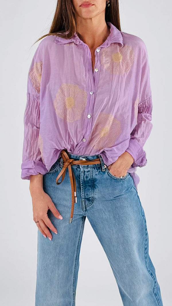 Camicia ricami papaveri T.