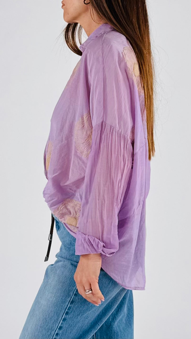 Camicia ricami papaveri T.