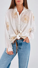 Camicia ricami papaveri T.