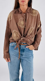 Camicia ricami papaveri T.