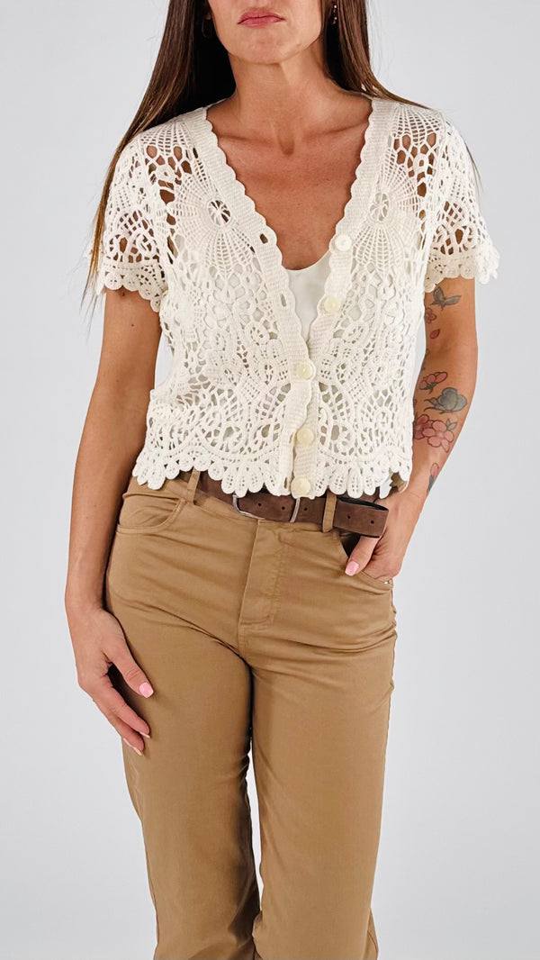 Cardiganino crochet bottoni You
