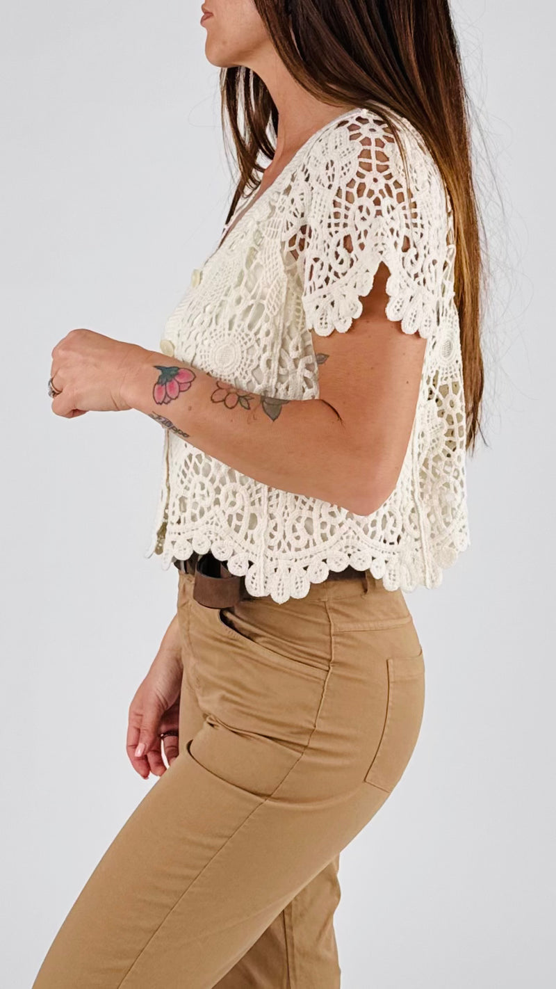 Cardiganino crochet bottoni You