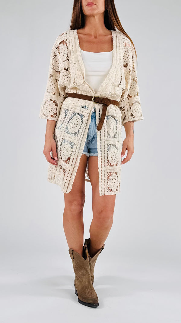 Cardigan crochet rosoni Twin