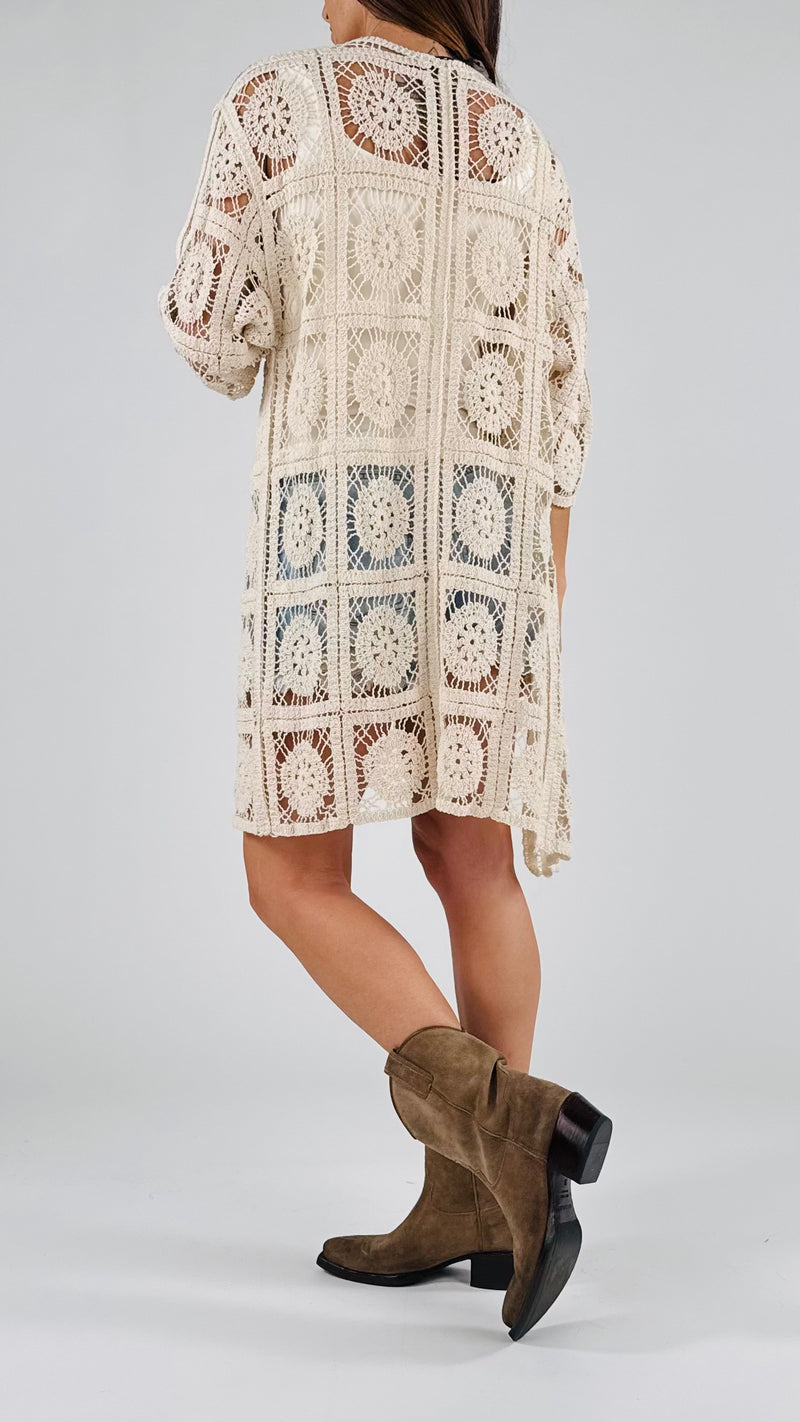 Cardigan crochet rosoni Twin