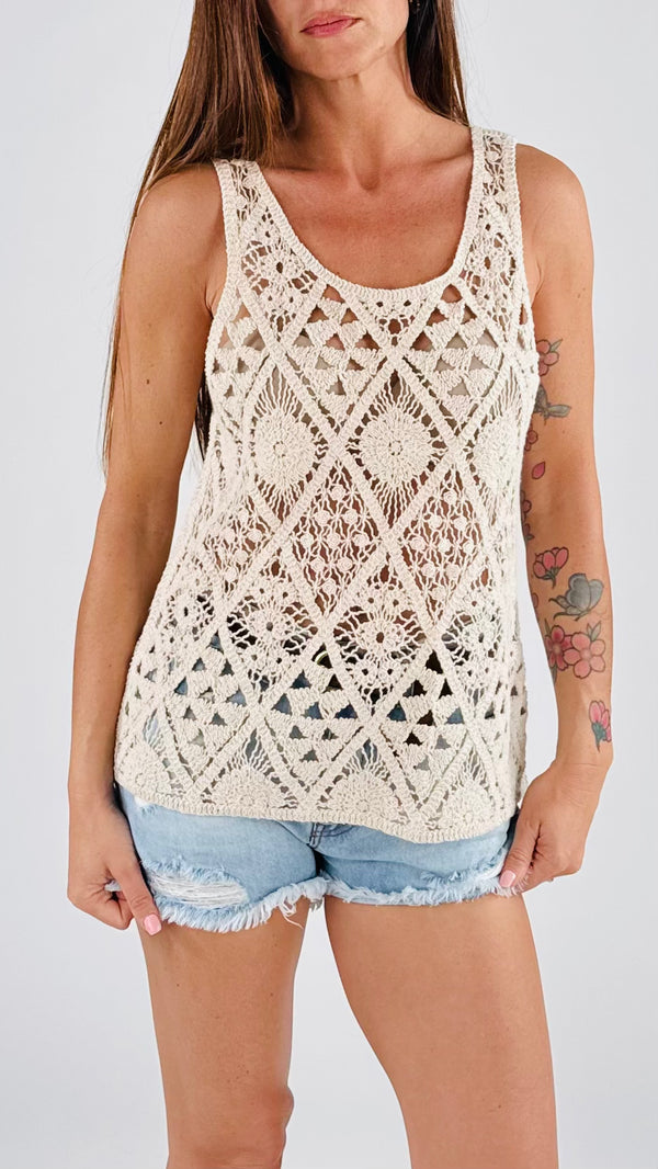 Canotta crochet rosoni Twin