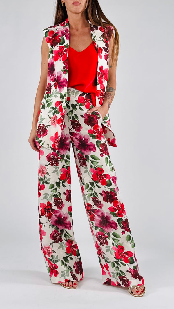 Pantalone palazzo lino gardenie Vic.