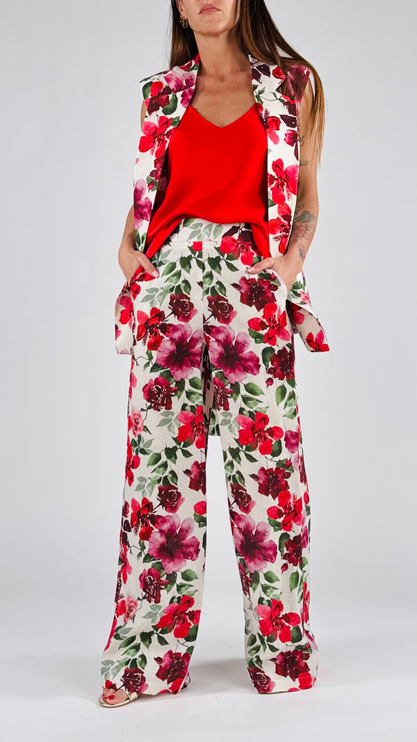 Pantalone palazzo lino gardenie Vic.
