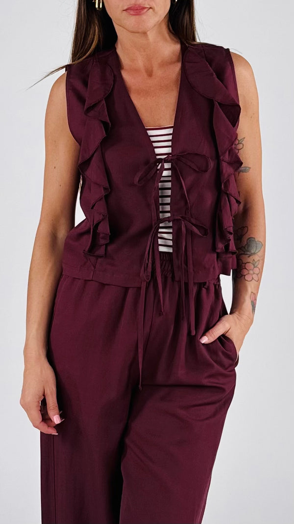 Gilet lino viscosa fluida H.