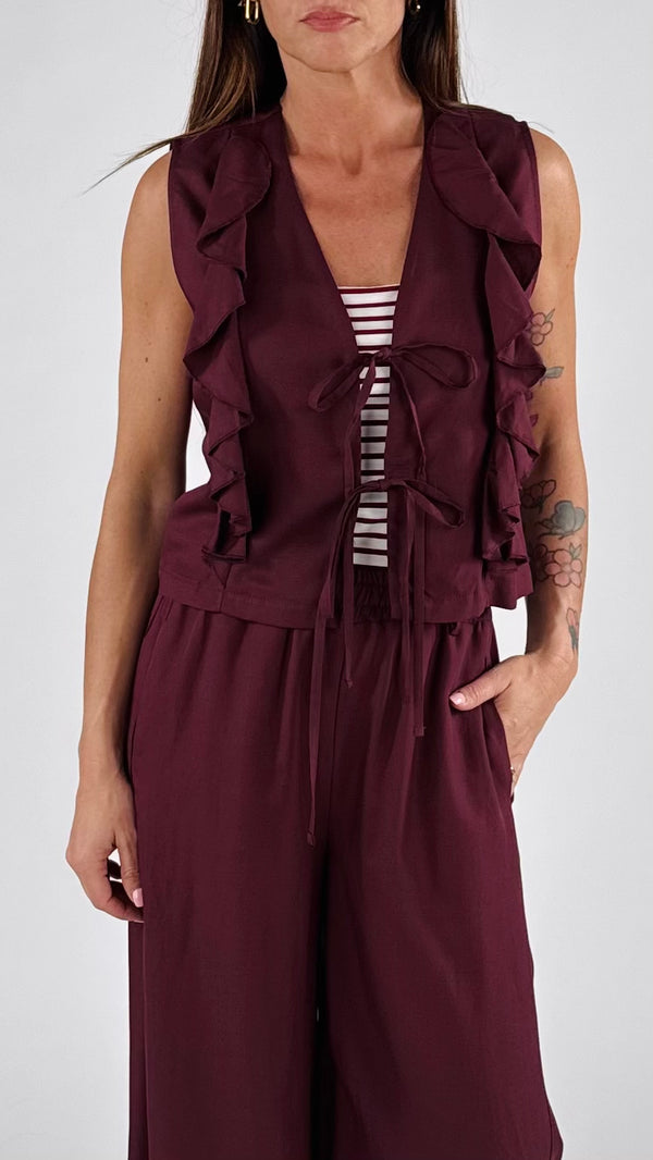 Gilet lino viscosa fluida H.