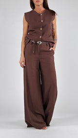 Pantalone cintura lino viscosa T.