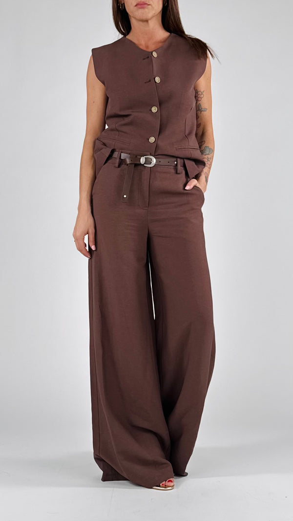 Pantalone cintura lino viscosa T.