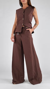 Pantalone cintura lino viscosa T.