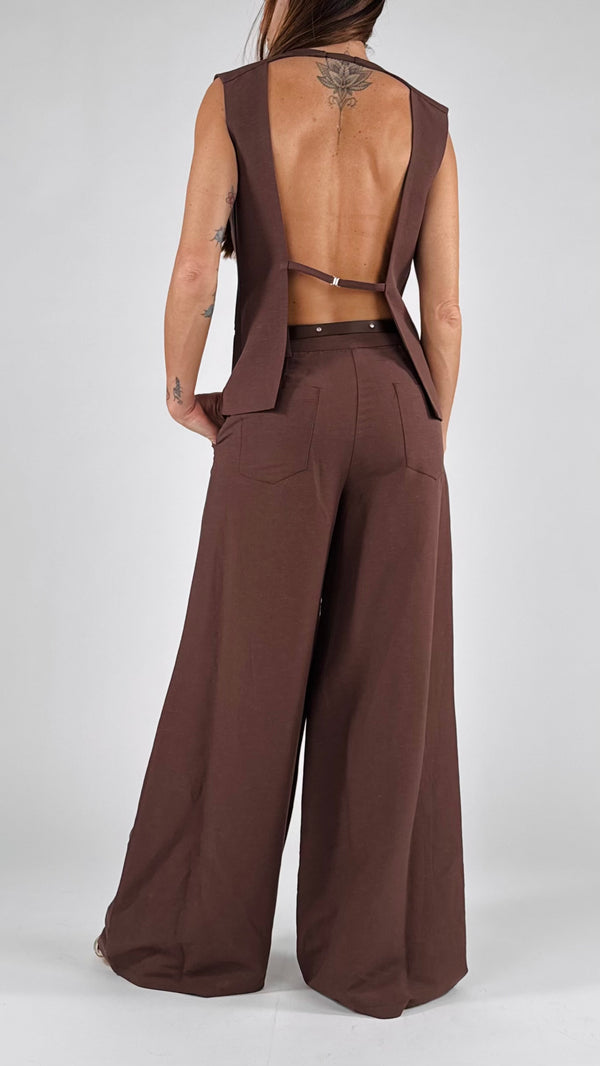 Gilet schiena nuda lino viscosa T.