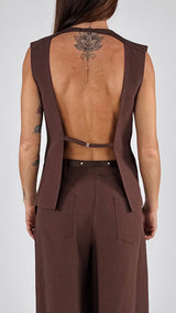 Gilet schiena nuda lino viscosa T.