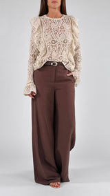 Pantalone cintura lino viscosa T.