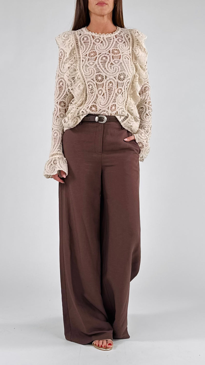 Pantalone cintura lino viscosa T.