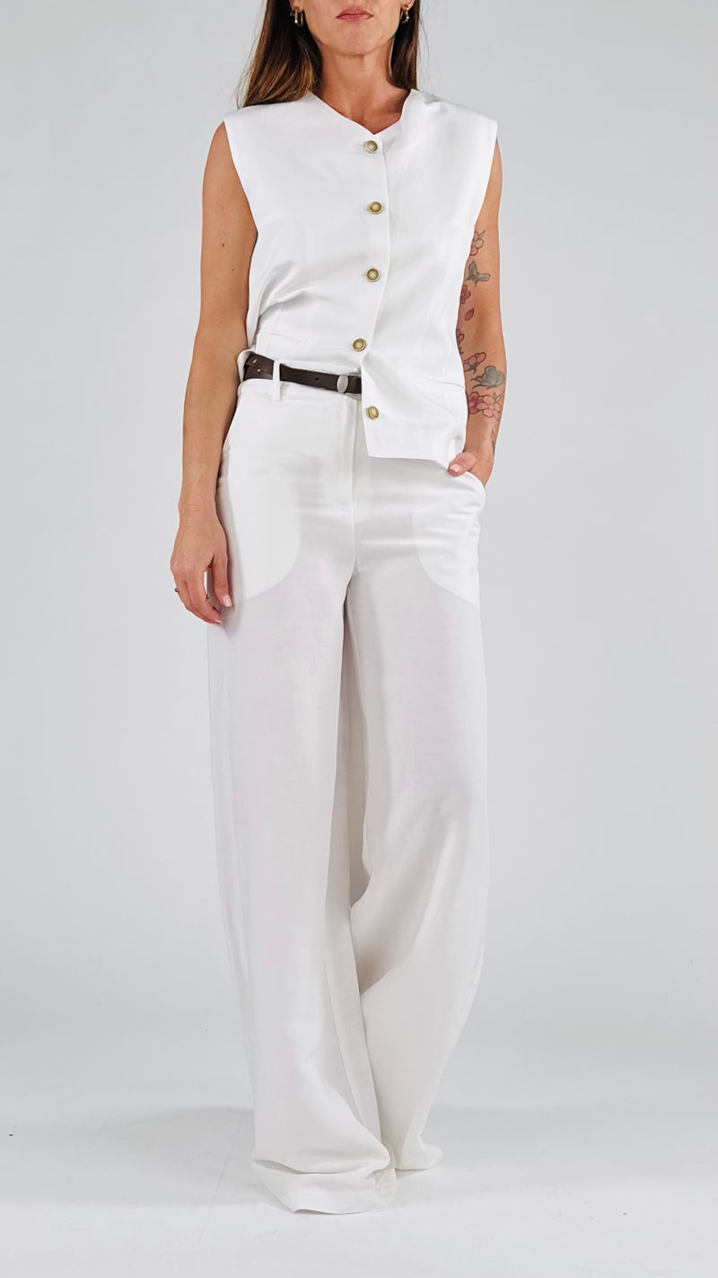 Gilet schiena nuda lino viscosa T.