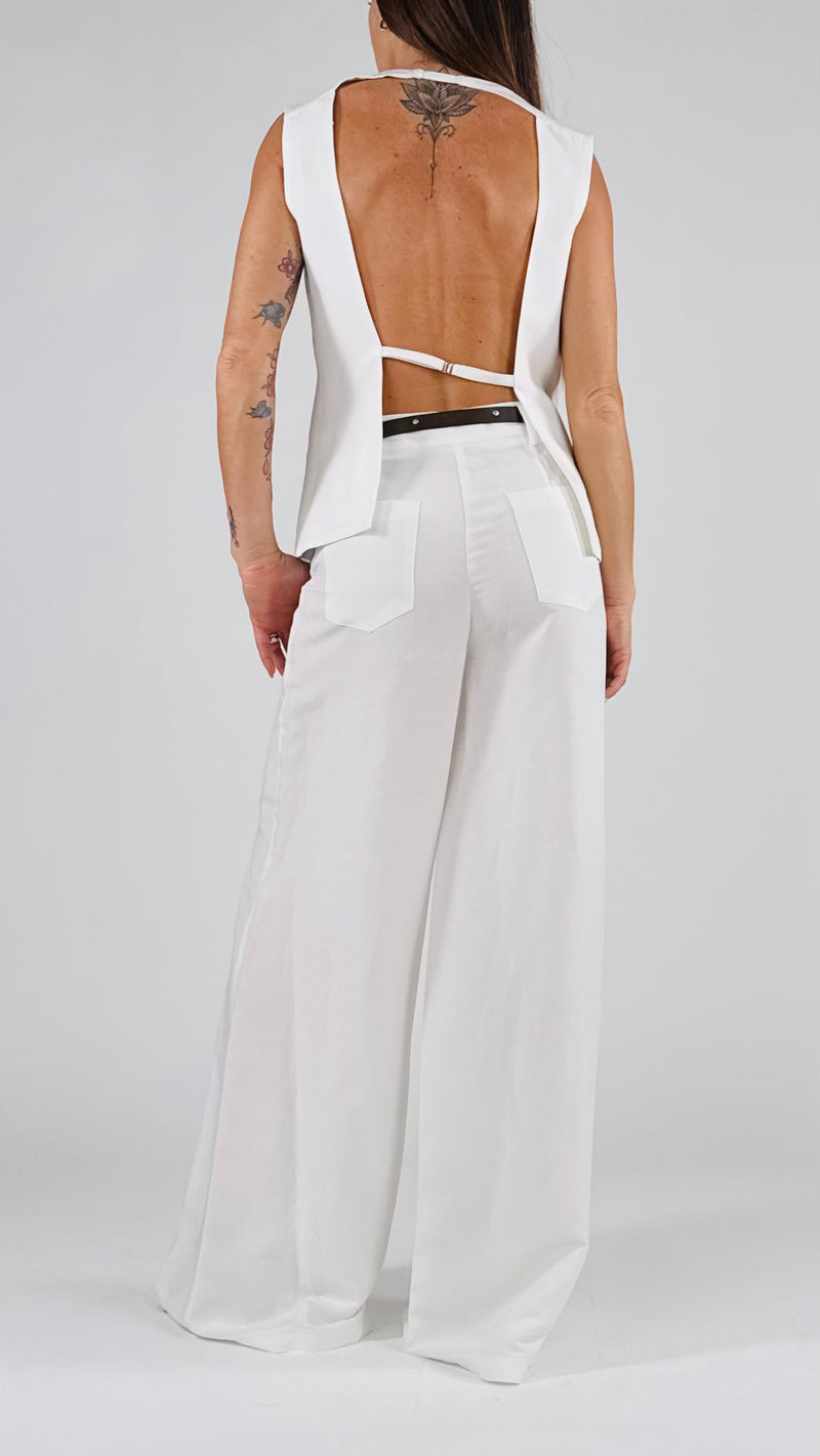Gilet schiena nuda lino viscosa T.