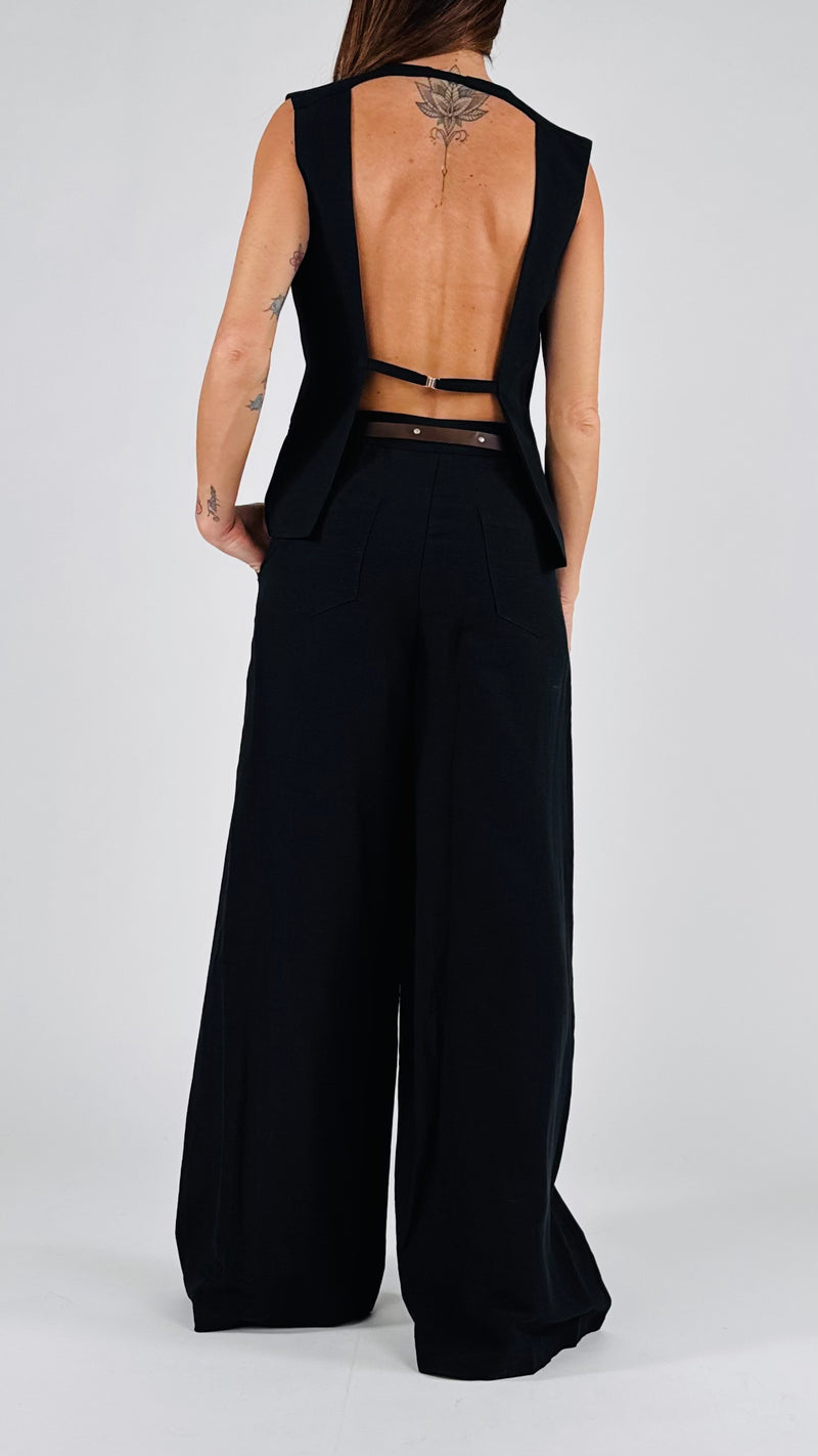 Gilet schiena nuda lino viscosa T.
