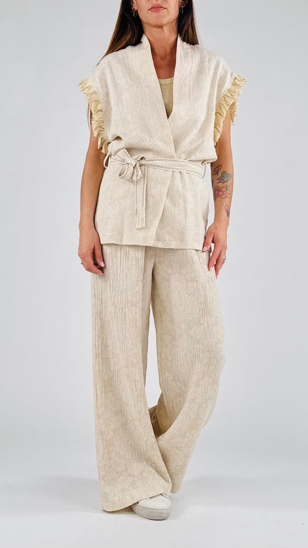 Gilet goffrato lino cotone H.