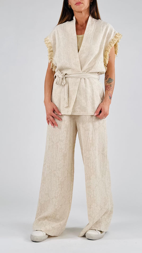Gilet goffrato lino cotone H.