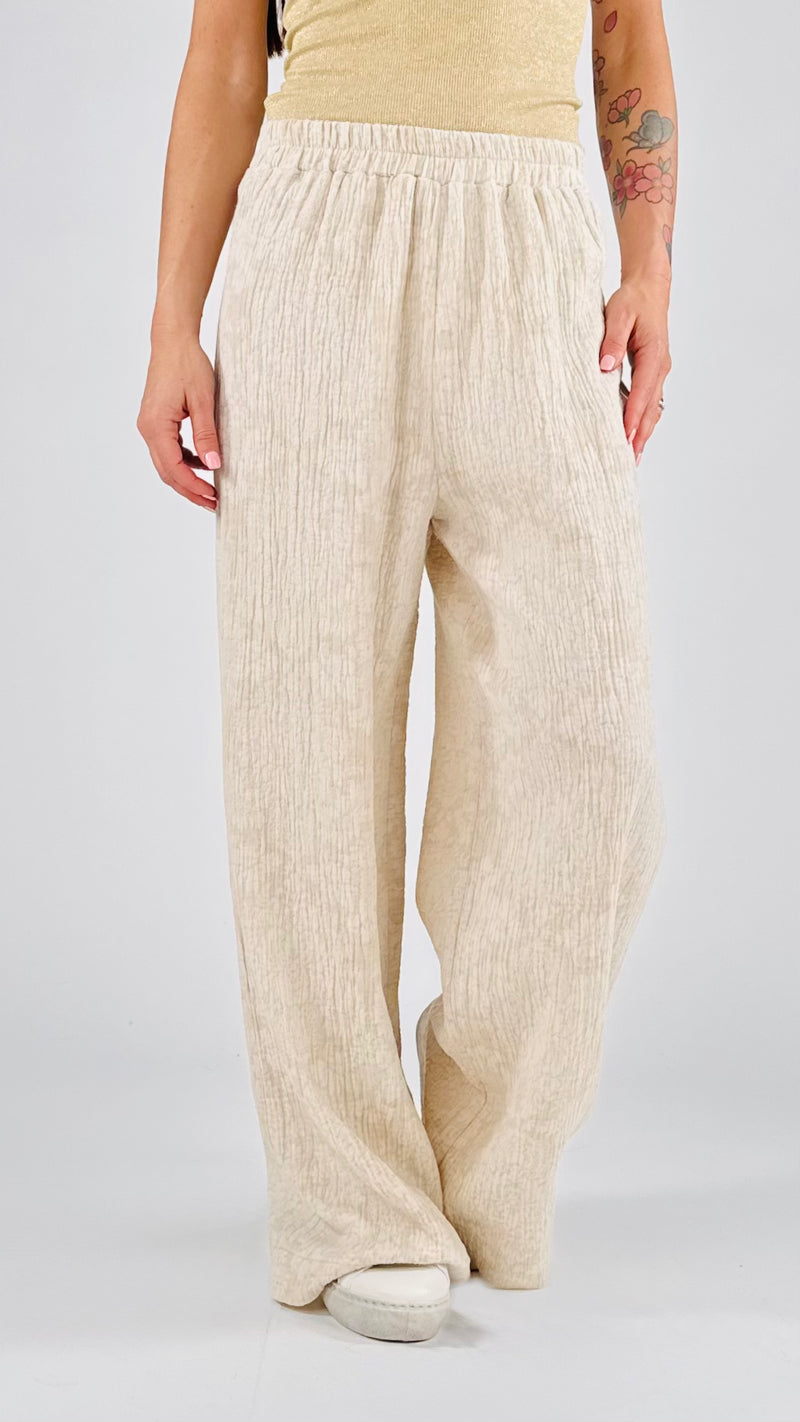 Pantalone goffrato lino cotone H.