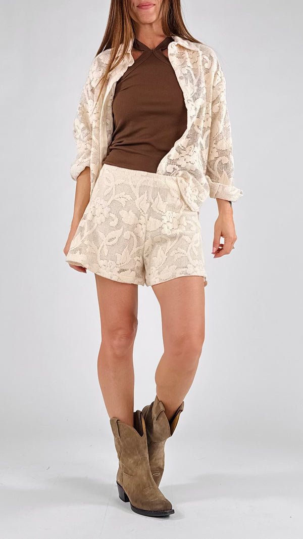 Camicia rete ricamata H.