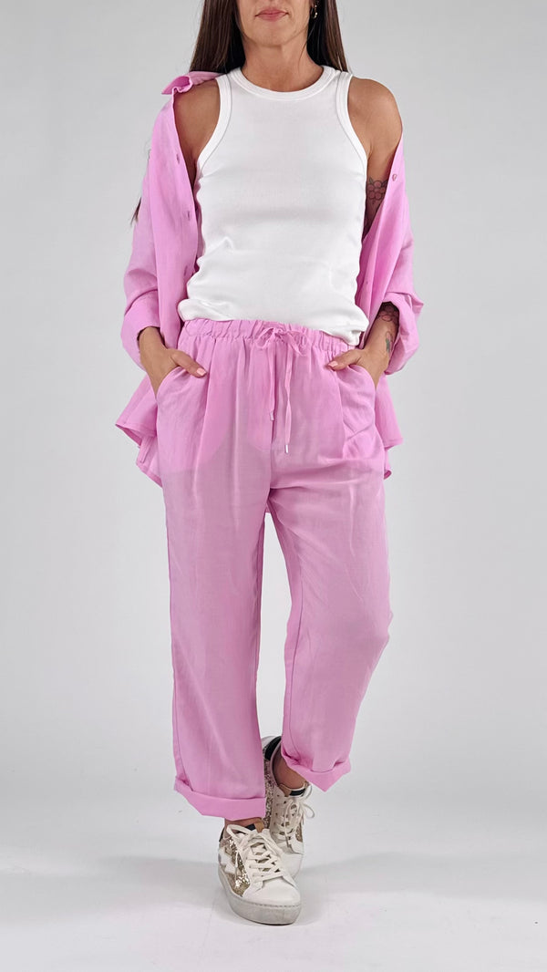 Pantalone coulisse lino viscosa T.