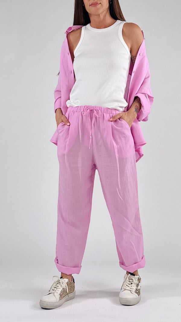 Pantalone coulisse lino viscosa T.
