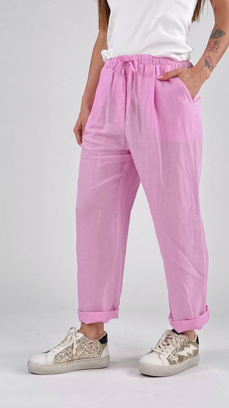Pantalone coulisse lino viscosa T.