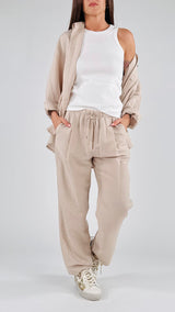 Pantalone coulisse lino viscosa T.