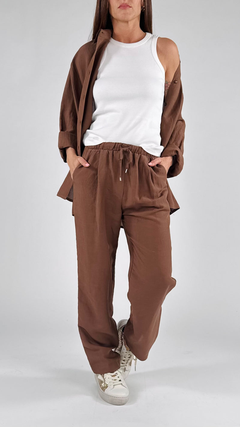 Pantalone coulisse lino viscosa T.