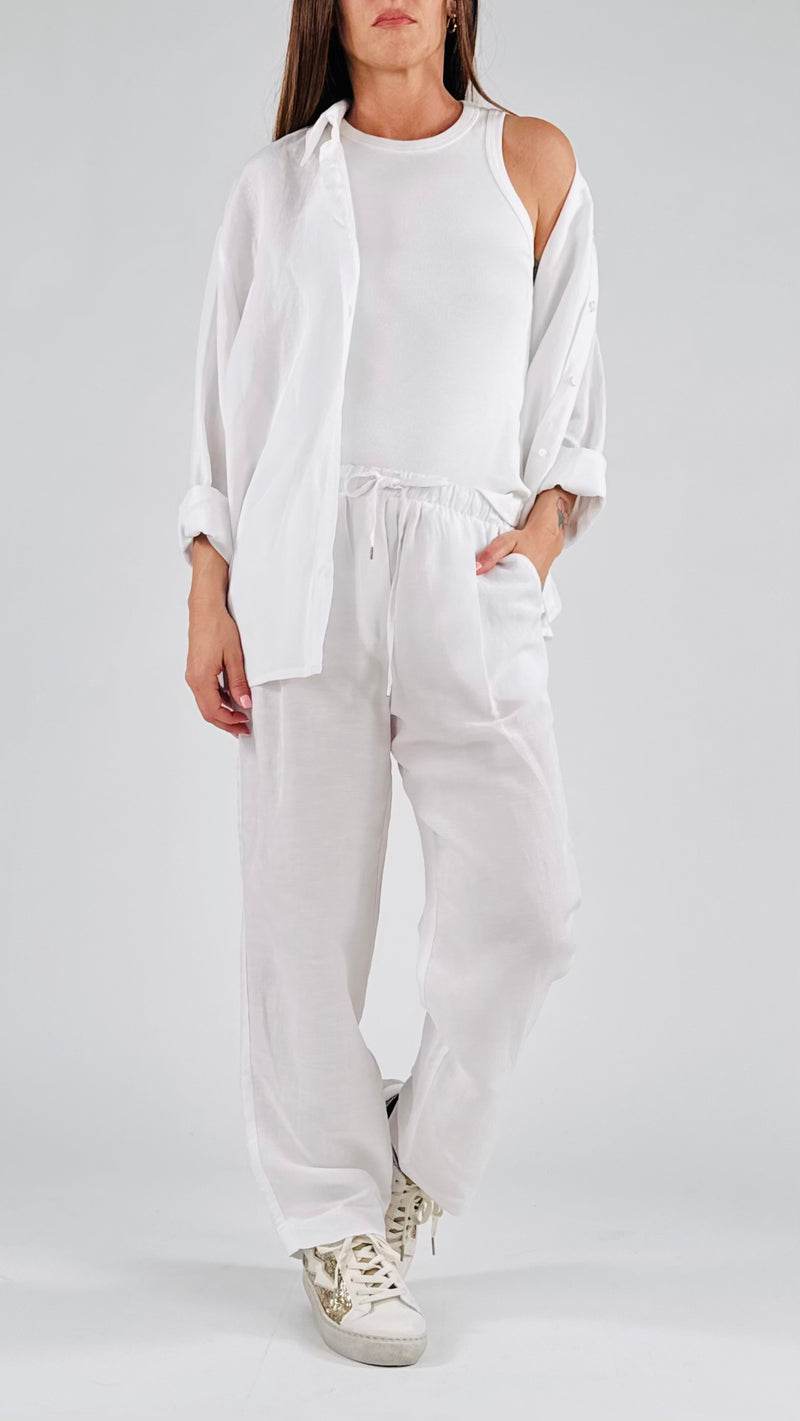 Pantalone coulisse lino viscosa T.