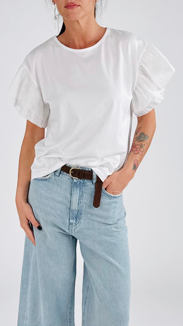 T-shirt aletta popeline+pizzo H.