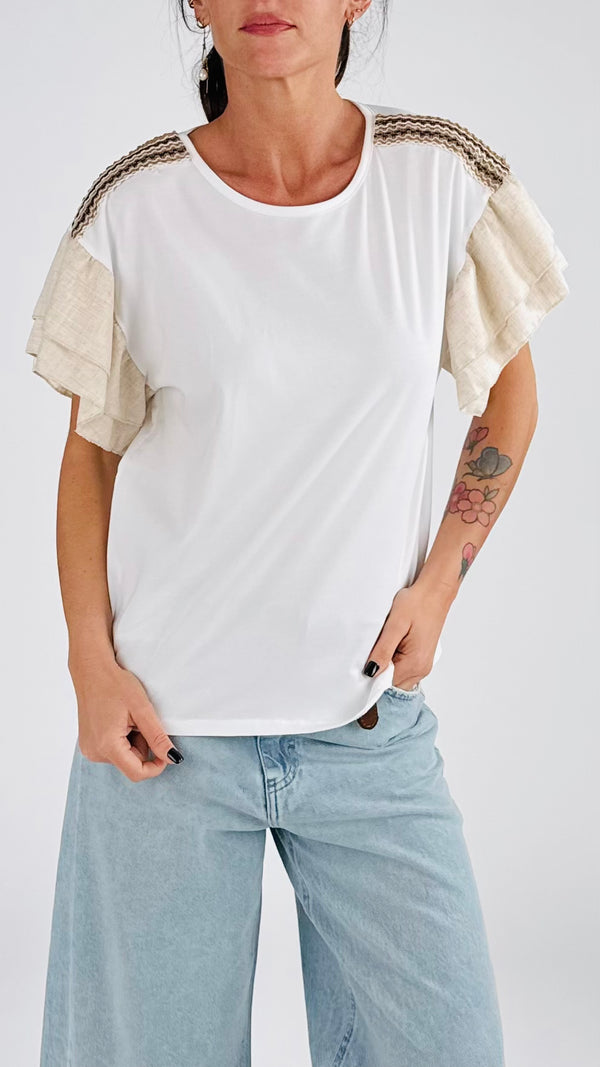 T-shirt manica aletta lino H.